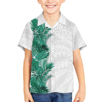 Hawaii Tropical Leaves Family Matching Tank Maxi Dress and Hawaiian Shirt Polynesian Pattern LT01 Son's Shirt White - Polynesian Pride