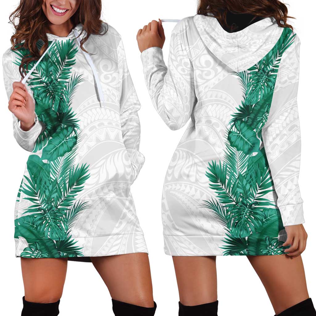 Hawaii Tropical Leaves Hoodie Dress Polynesian Pattern