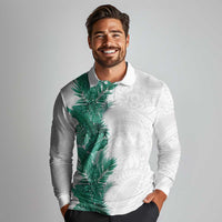 Hawaii Tropical Leaves Long Sleeve Polo Shirt Polynesian Pattern
