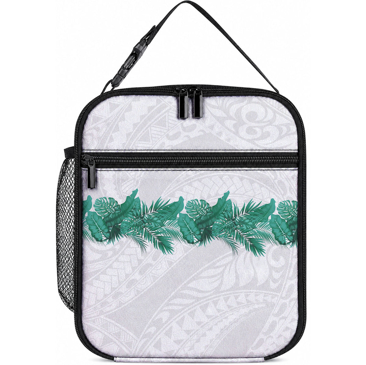 Hawaii Tropical Leaves Lunch Bag Polynesian Pattern LT01 10.2 × 8.3 × 4.3 inch White - Polynesian Pride