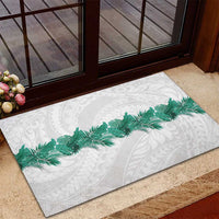 Hawaii Tropical Leaves Rubber Doormat Polynesian Pattern