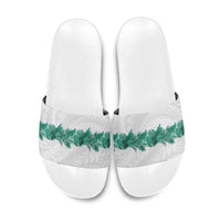 Hawaii Tropical Leaves Slide Sandals Polynesian Pattern