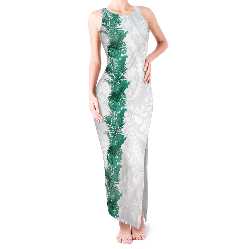 Hawaii Tropical Leaves Tank Maxi Dress Polynesian Pattern