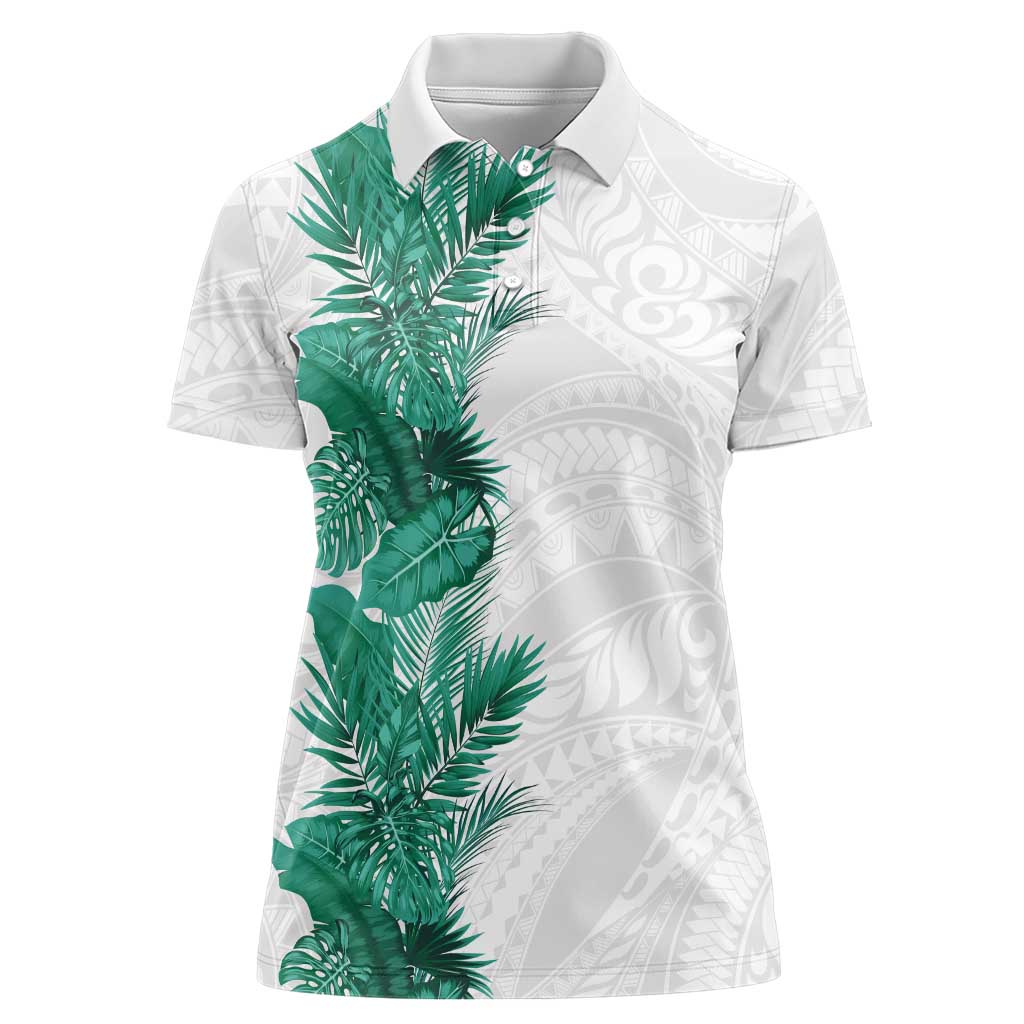 Hawaii Tropical Leaves Women Polo Shirt Polynesian Pattern