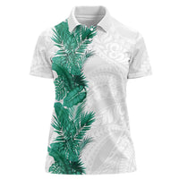 Hawaii Tropical Leaves Women Polo Shirt Polynesian Pattern