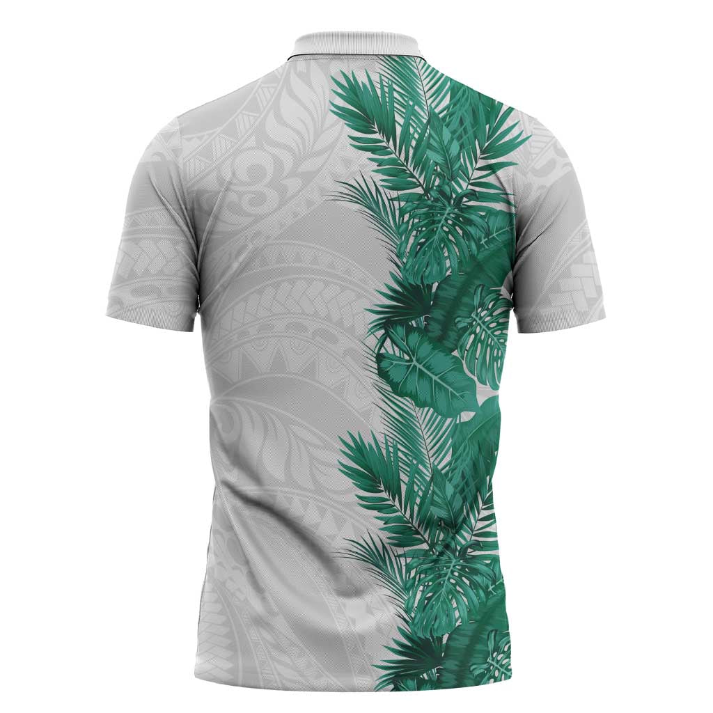 Hawaii Tropical Leaves Zipper Polo Shirt Polynesian Pattern