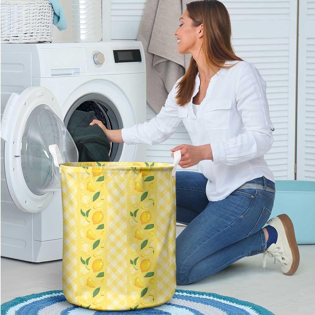 Hawaii Lemon Palaka Laundry Basket Striped Stylized