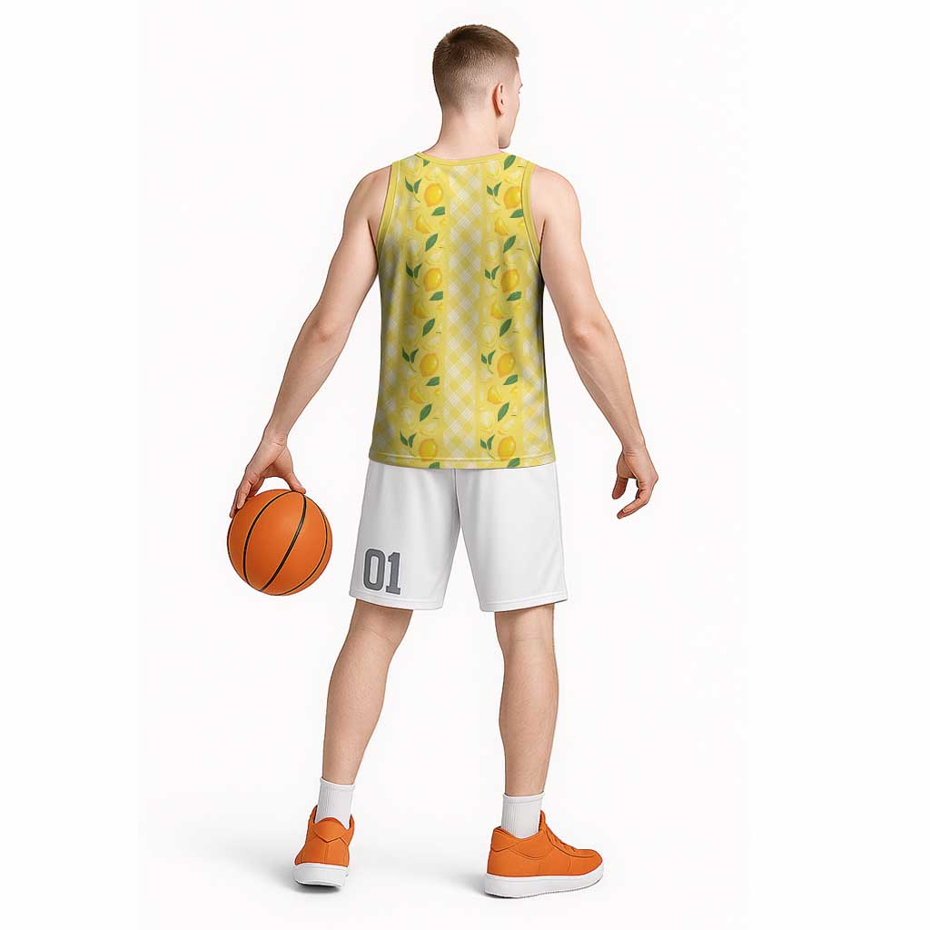 Hawaii Lemon Palaka Basketball Jersey Striped Stylized