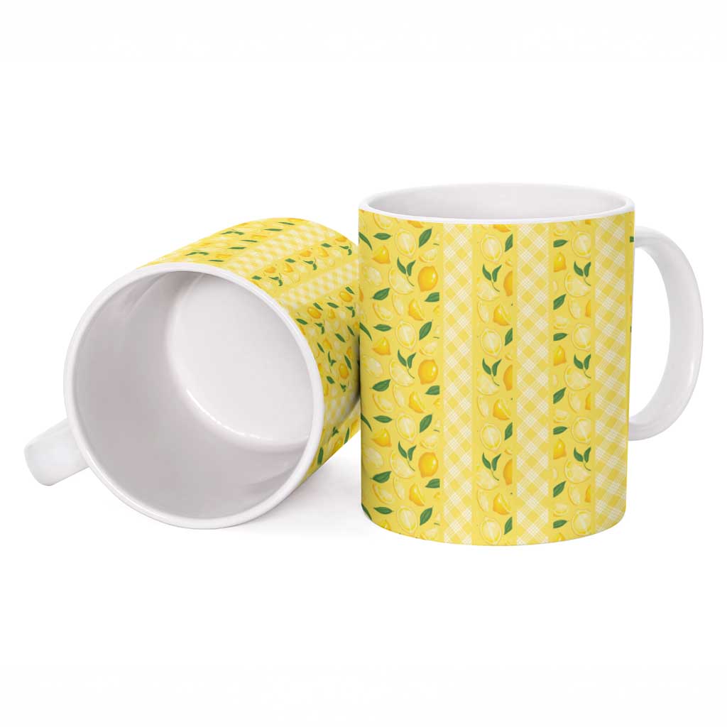 Hawaii Lemon Palaka Ceramic Mug Striped Stylized