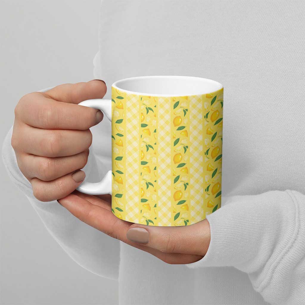 Hawaii Lemon Palaka Ceramic Mug Striped Stylized