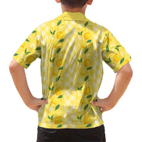 Hawaii Lemon Palaka Family Matching Long Sleeve Bodycon Dress and Hawaiian Shirt Striped Stylized