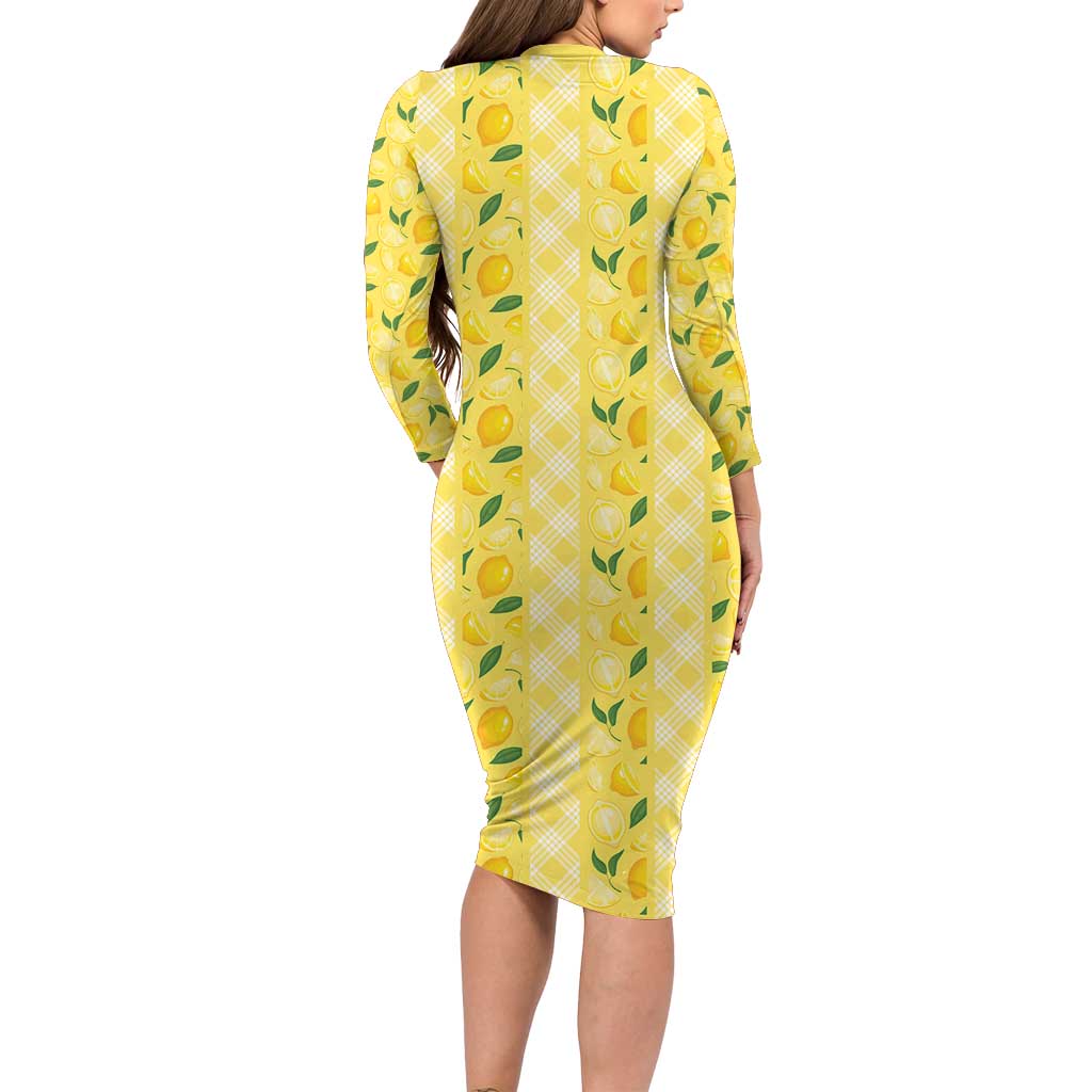 Hawaii Lemon Palaka Family Matching Long Sleeve Bodycon Dress and Hawaiian Shirt Striped Stylized