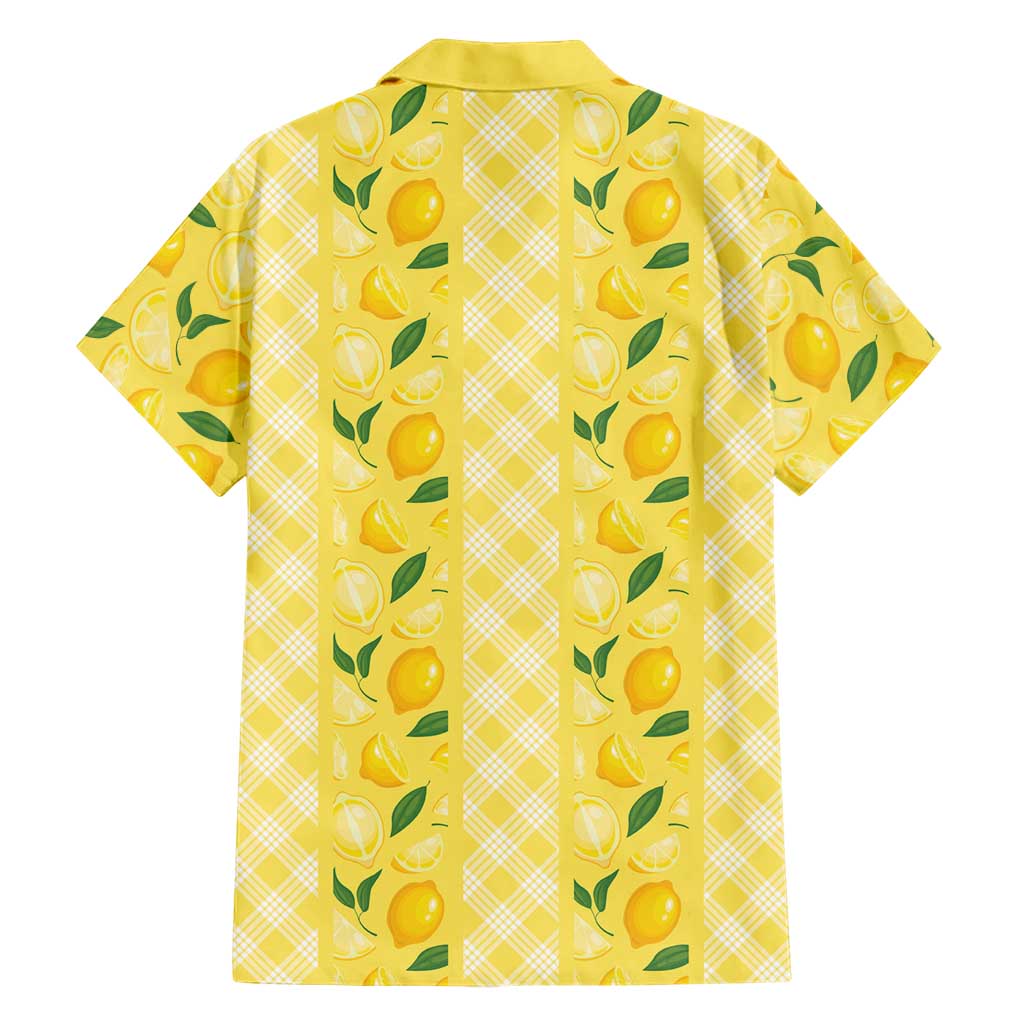 Hawaii Lemon Palaka Family Matching Off Shoulder Short Dress and Hawaiian Shirt Striped Stylized