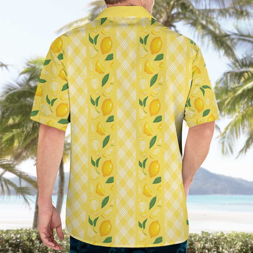 Hawaii Lemon Palaka Hawaiian Shirt Striped Stylized