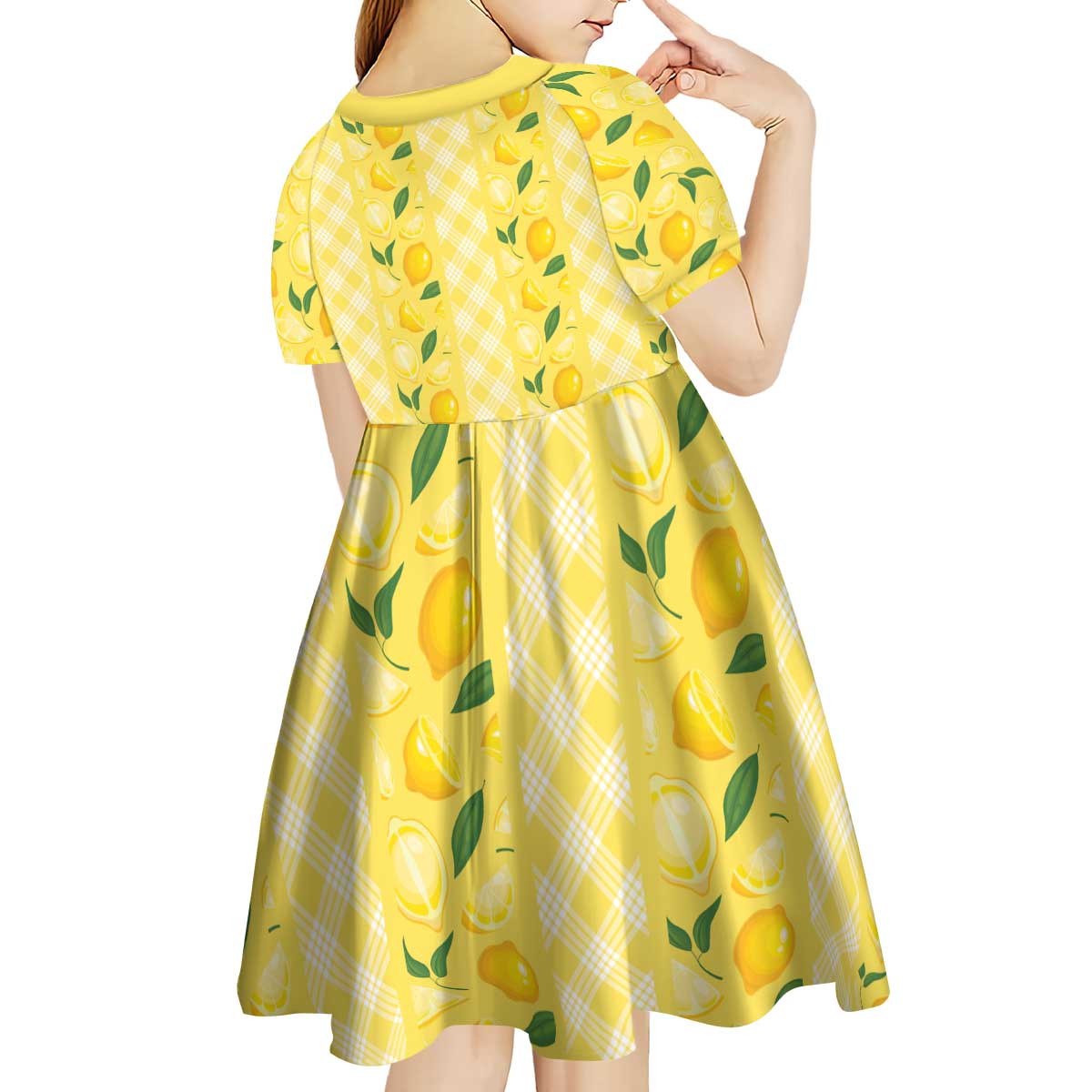 Hawaii Lemon Palaka Kid Short Sleeve Dress Striped Stylized