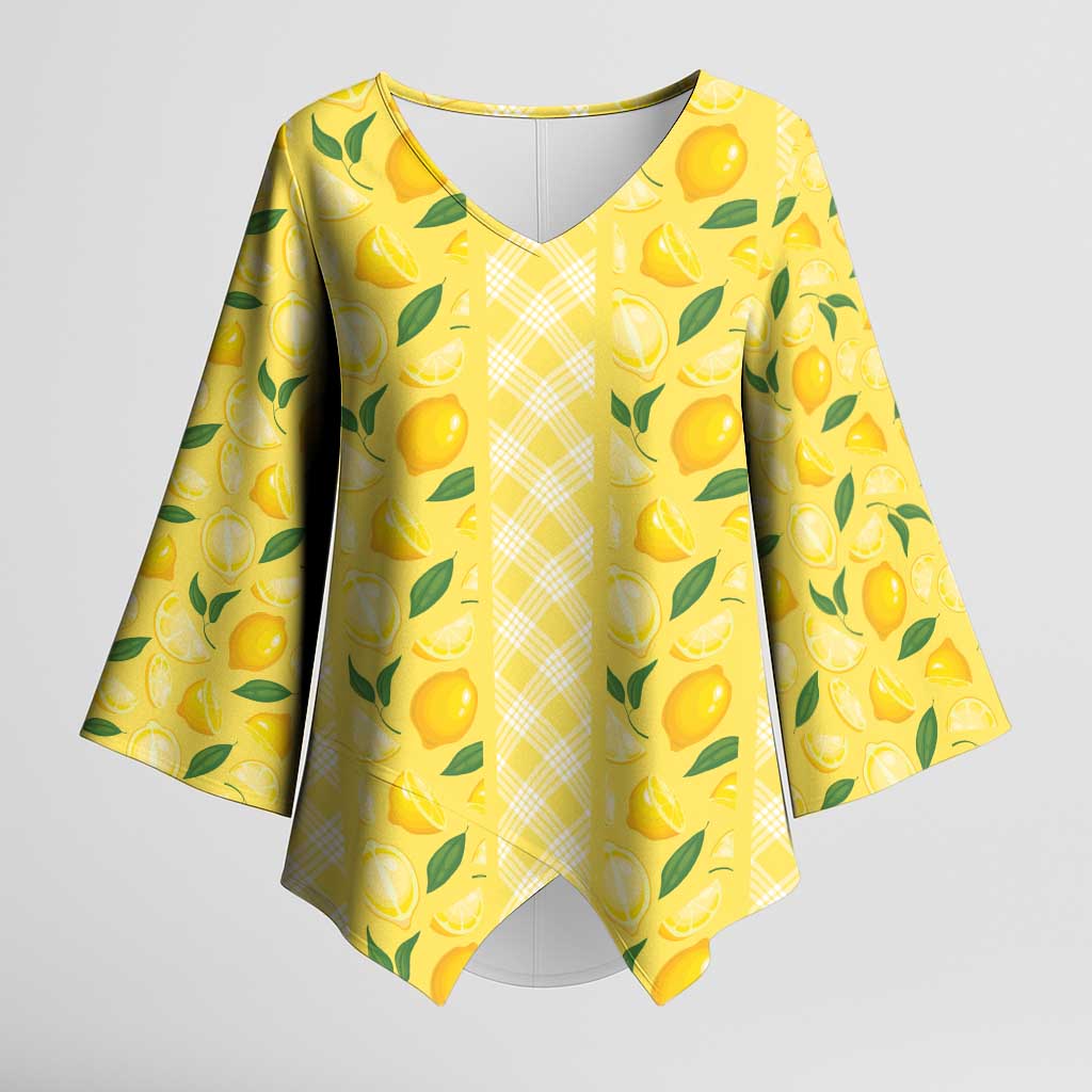 Hawaii Lemon Palaka Kimono Sleeve Blouse Striped Stylized
