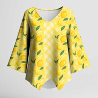 Hawaii Lemon Palaka Kimono Sleeve Blouse Striped Stylized