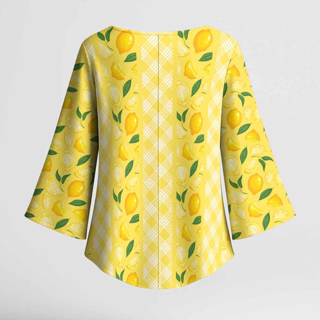 Hawaii Lemon Palaka Kimono Sleeve Blouse Striped Stylized