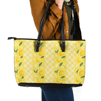 Hawaii Lemon Palaka Leather Tote Bag Striped Stylized
