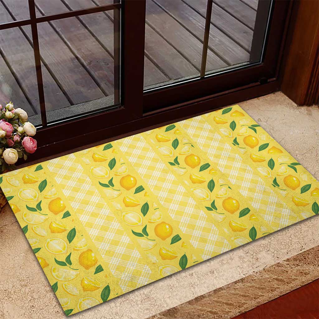 Hawaii Lemon Palaka Rubber Doormat Striped Stylized
