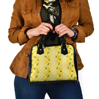 Hawaii Lemon Palaka Shoulder Handbag Striped Stylized