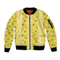 Hawaii Lemon Palaka Sleeve Zip Bomber Jacket Striped Stylized