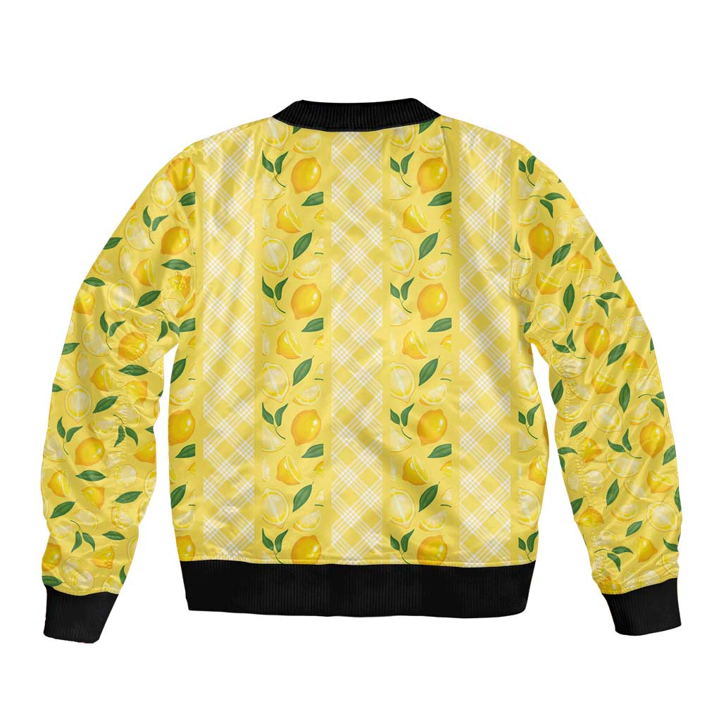 Hawaii Lemon Palaka Sleeve Zip Bomber Jacket Striped Stylized