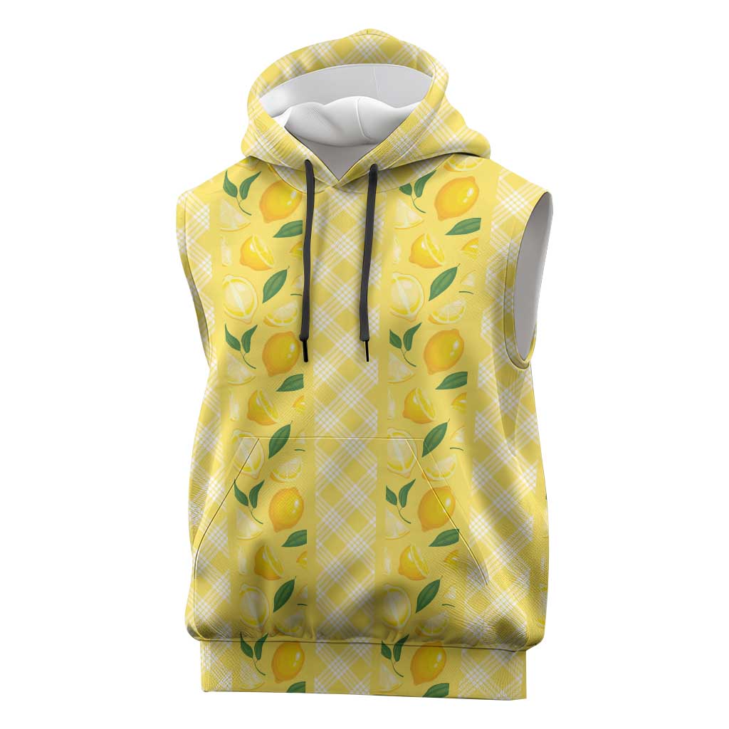 Hawaii Lemon Palaka Sleeveless Hoodie Striped Stylized