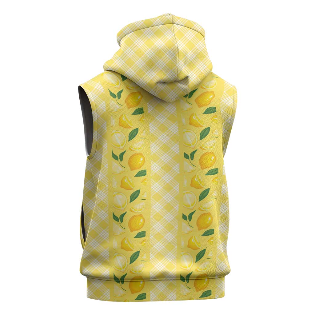 Hawaii Lemon Palaka Sleeveless Hoodie Striped Stylized