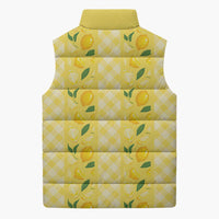 Hawaii Lemon Palaka Sleeveless Puffer Jacket Striped Stylized
