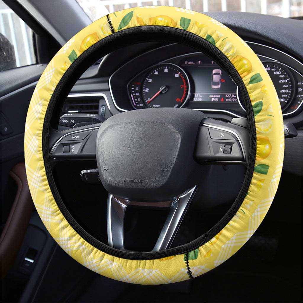 Hawaii Lemon Palaka Steering Wheel Cover Striped Stylized