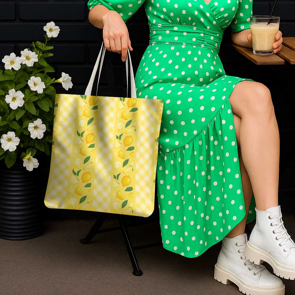 Hawaii Lemon Palaka Tote Bag Striped Stylized