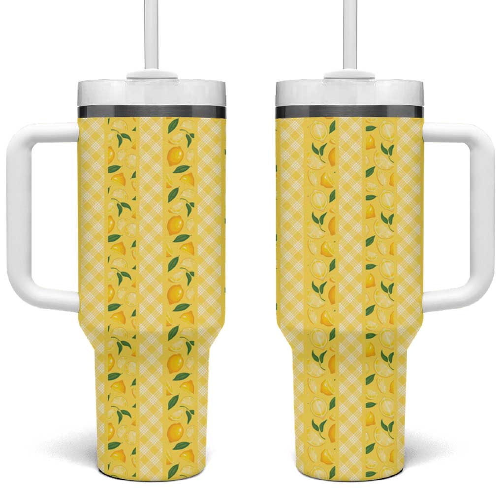 Hawaii Lemon Palaka Tumbler With Handle Striped Stylized