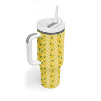 Hawaii Lemon Palaka Tumbler With Handle Striped Stylized