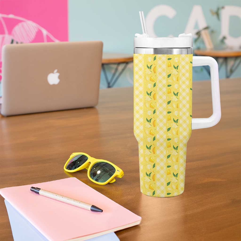 Hawaii Lemon Palaka Tumbler With Handle Striped Stylized