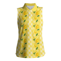 Hawaii Lemon Palaka Women Sleeveless Polo Shirt Striped Stylized