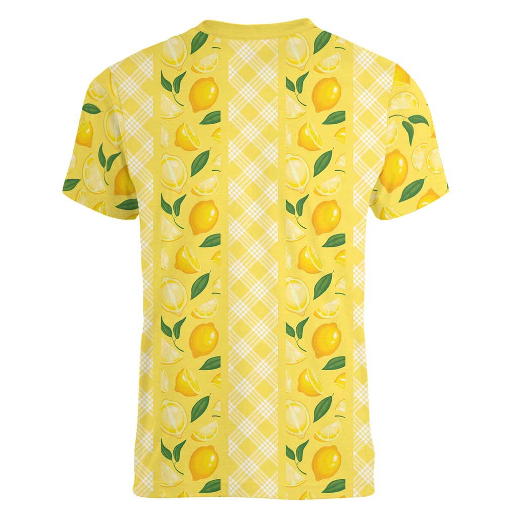 Hawaii Lemon Palaka Women V-Neck T-Shirt Striped Stylized