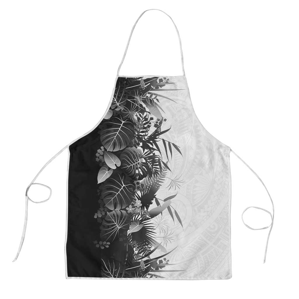 Hawaii Tropical Plant Monochrome Apron Vibrant Polynesian Pattern