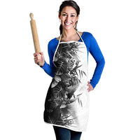 Hawaii Tropical Plant Monochrome Apron Vibrant Polynesian Pattern