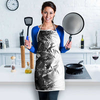 Hawaii Tropical Plant Monochrome Apron Vibrant Polynesian Pattern
