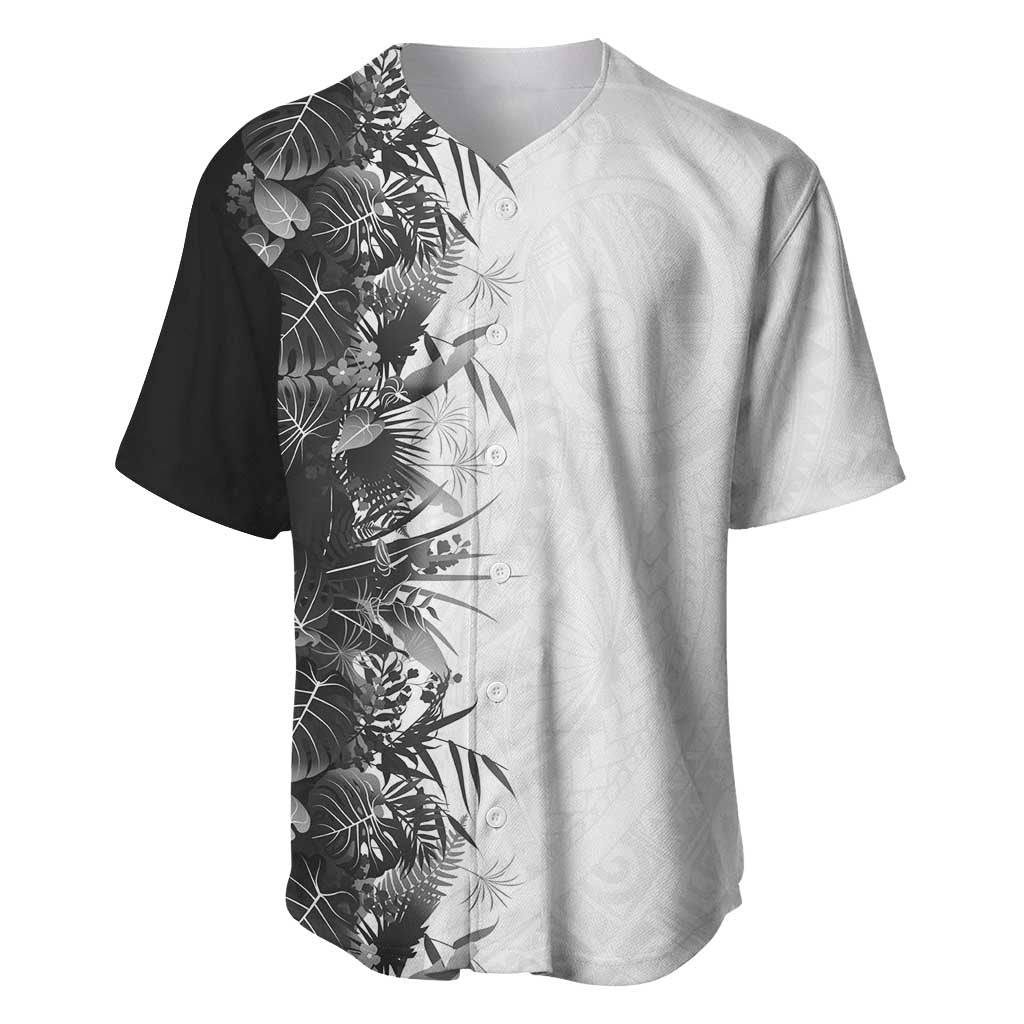 Hawaii Tropical Plant Monochrome Baseball Jersey Vibrant Polynesian Pattern