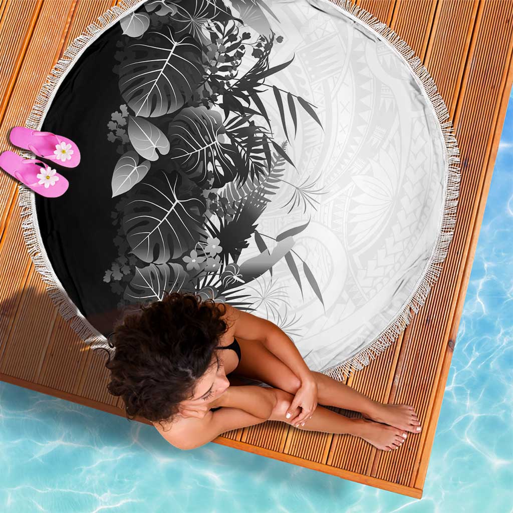 Hawaii Tropical Plant Monochrome Beach Blanket Vibrant Polynesian Pattern