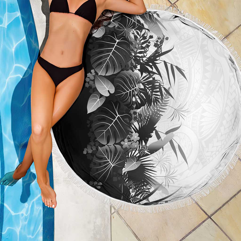 Hawaii Tropical Plant Monochrome Beach Blanket Vibrant Polynesian Pattern