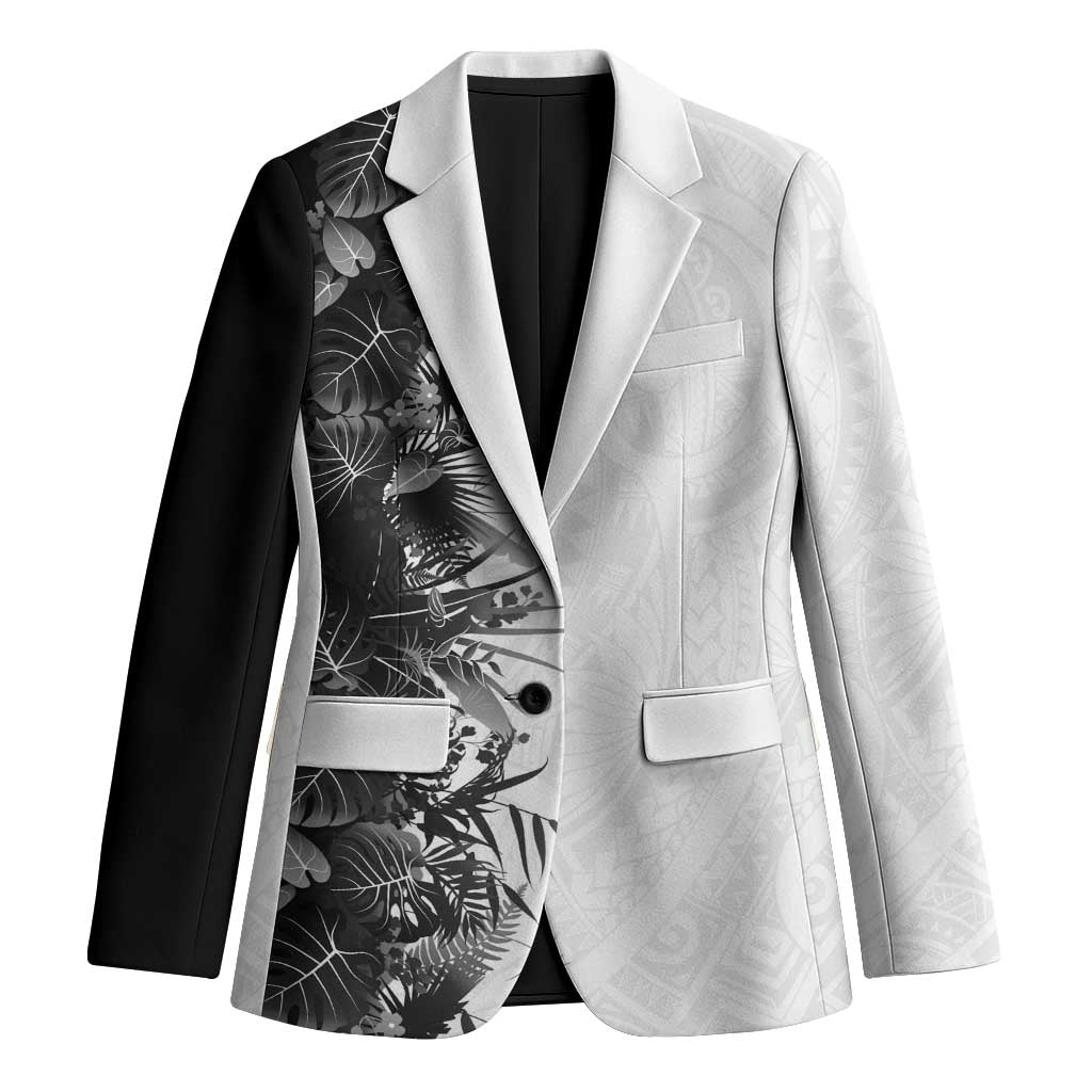 Hawaii Tropical Plant Monochrome Blazer Vibrant Polynesian Pattern