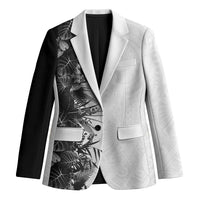 Hawaii Tropical Plant Monochrome Blazer Vibrant Polynesian Pattern