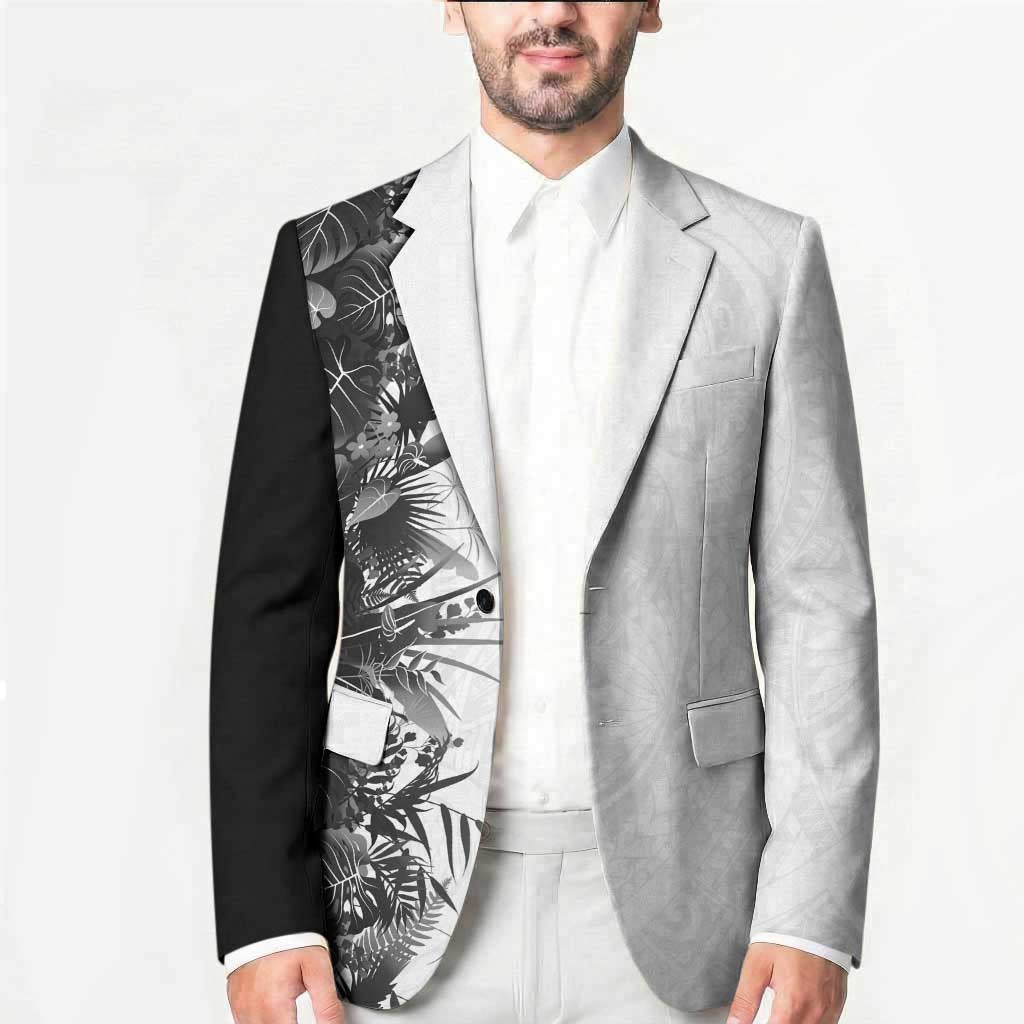 Hawaii Tropical Plant Monochrome Blazer Vibrant Polynesian Pattern