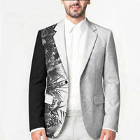 Hawaii Tropical Plant Monochrome Blazer Vibrant Polynesian Pattern