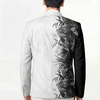 Hawaii Tropical Plant Monochrome Blazer Vibrant Polynesian Pattern