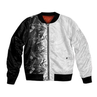 Hawaii Tropical Plant Monochrome Bomber Jacket Vibrant Polynesian Pattern