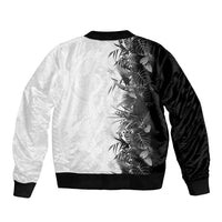 Hawaii Tropical Plant Monochrome Bomber Jacket Vibrant Polynesian Pattern